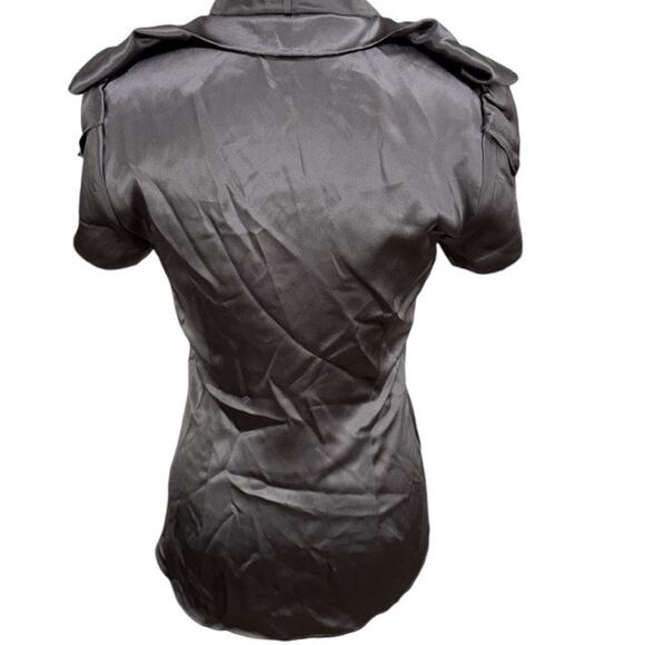 "BCBG MAXAZIRA" 100% SILK, Ruffled Blouse,Dk Romance,Quiet Luxury,Office,Work,XS - Picture 2 of 7